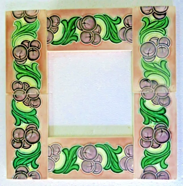 Antique Glazed porcelain Majolica 6 tile 3"x 6" Art & craft Border frame display