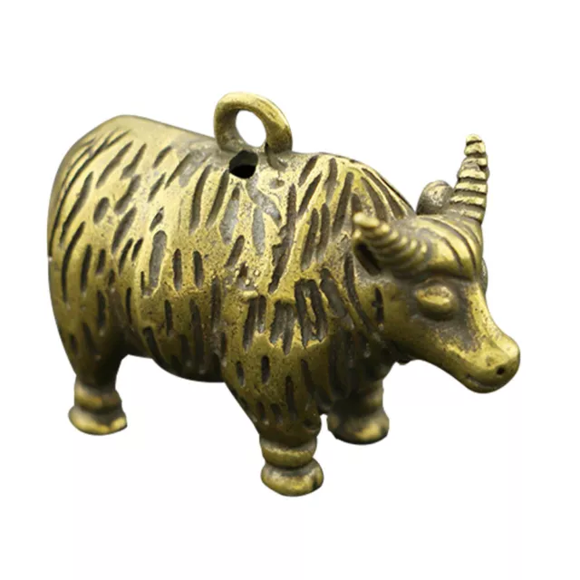 Pure Copper Zodiac Ox Brass Mini Cow Figure Charm Animal Mascot Toys