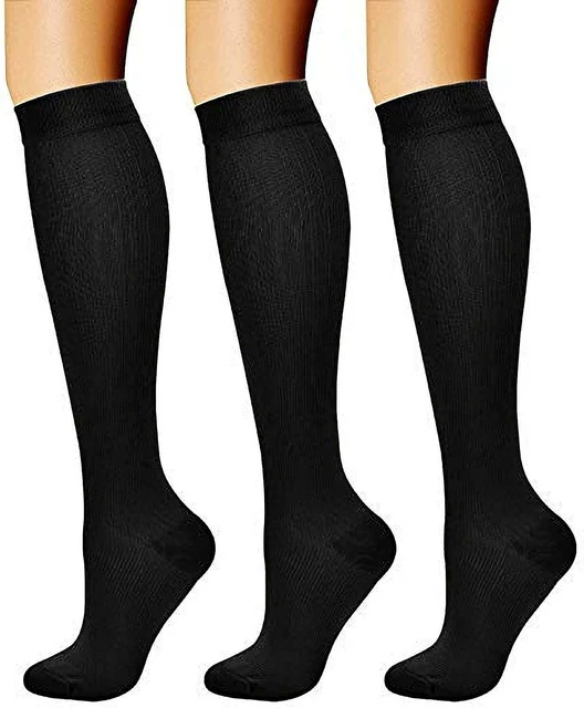 3 pares de medias de viaje medias de apoyo medias de compresión medias de rodilla señora hombre