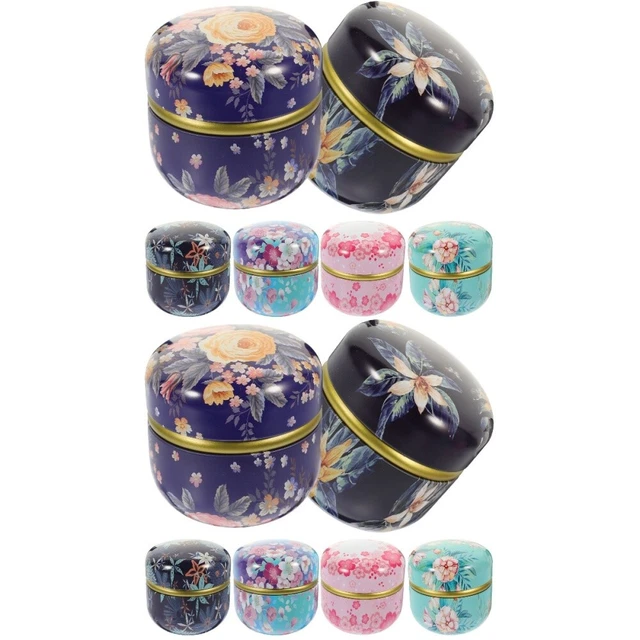 12 Pcs Oz Tins with Lids Airtight Loose Tea Canister Tinplate Gift Container