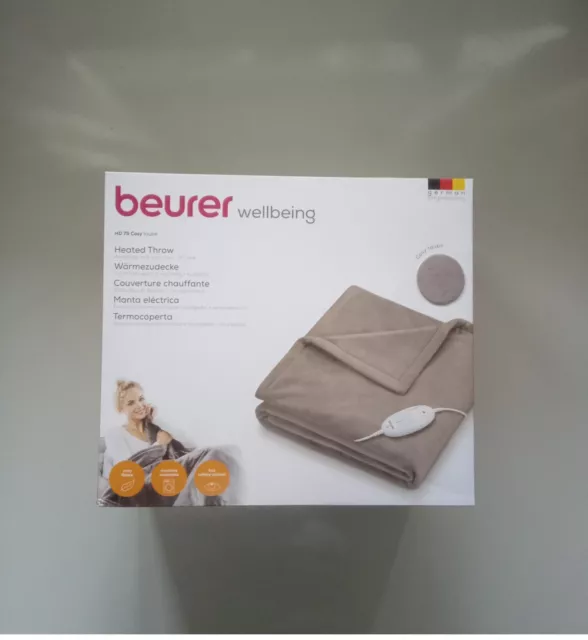 Beurer Wellbeing HD 75 Cosy Taupe Heated Throw Over Blanket