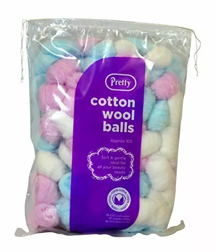 Pretty Coloured Cotton Wool Balls, 100 g