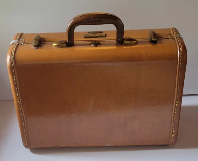Vintage 1960's Shwayder Bros Samsonite Leather Luggage, Small Suitcase 15x10x7