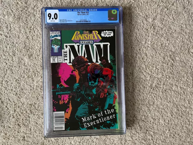 The Nam #53 Cgc 9.0 Wp Rare Newstand Ed. White Pages Zaffino Cover Harris Art