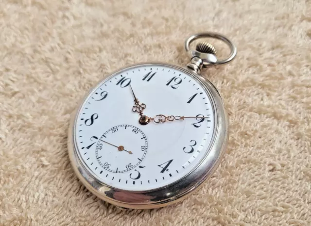 Antike 800er Silber Taschenuhr Schweiz Tommen Waldenbourg Gepunzt Pocket Watch