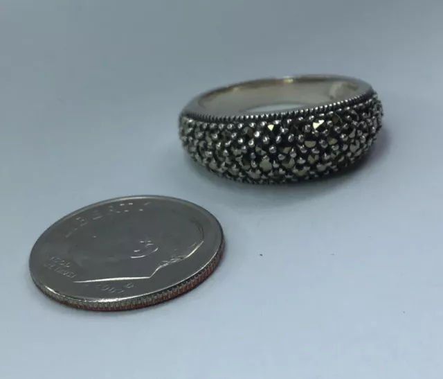 Judith Jack Sterling Silver Marcasite Domed Band Ring Size 6