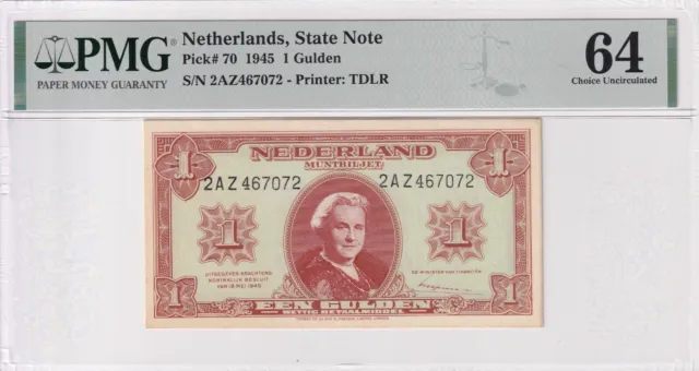 Netherlands 1 Gulden 1945 PMG 64