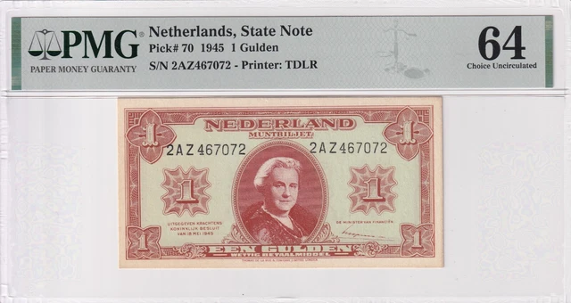 Netherlands 1 Gulden 1945 PMG 64