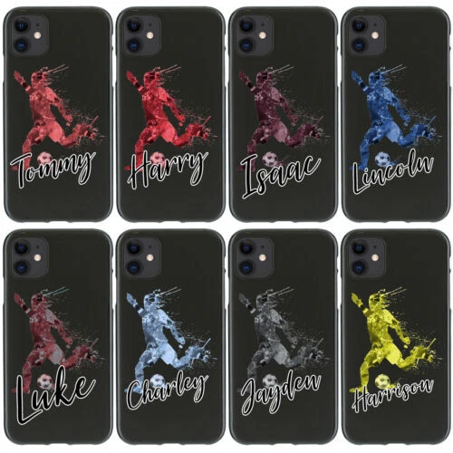 Personnalisé Initiale Étui Pour IPHONE 14/13/12 Football Coque TPU Gel Souple
