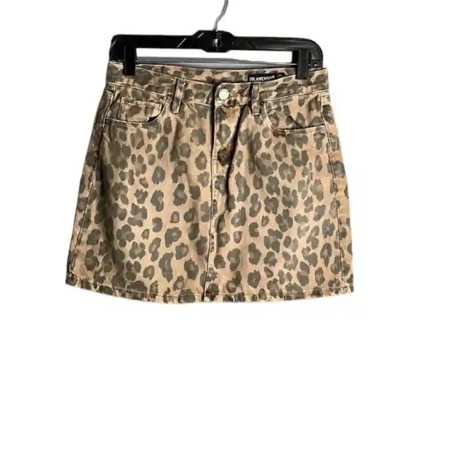 Blank NYC Black and Brown Leopard Denim Mini Skirt Size 27