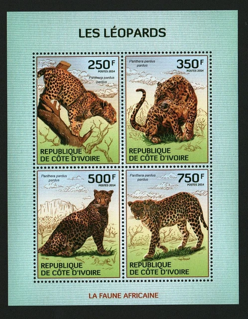 Ivory Coast 2014 Stamps Sheet Leopards Animals MNH #E13728