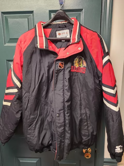 Vintage Rare Chicago Blackhawks Authentic NHL Center Ice Starter Jacket - XL