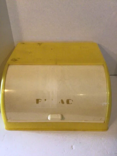VINTAGE MCM LOMA Yellow Plastic Bread Box Breadbox Kitchen Storage Roll ...