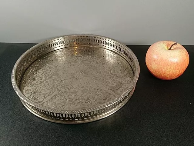 Vintage Silver Plated Tray Falstaff Round English 25cm wide