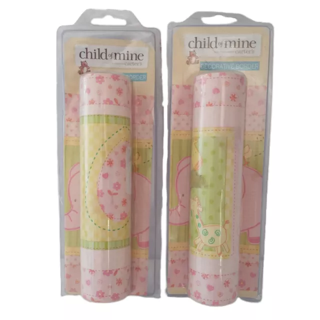 Carters Nursery Border Set x 2 New Wallpaper Elephant Giraffe Decorative Nwt