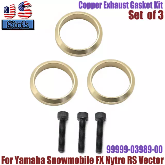 Copper Exhaust Gasket 3 Kit For Yamaha Snowmobile FX Nytro RS Vector 91317-06030