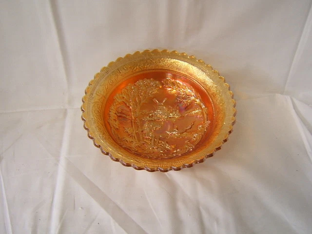 Imperial Marigold Carnival Double Dutch Windmill Footed Bowl High Luster VGC
