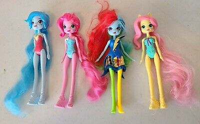My Little Pony Equestria 9" Dolls Girls Lot of 4 2 Rainbow Fluttershy Pinkie Pie
