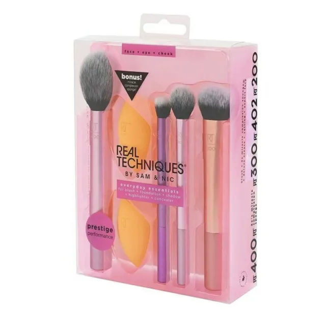 Real Techniques Makeup Brushes Set--Foundation Smooth Blender Sponges Puff