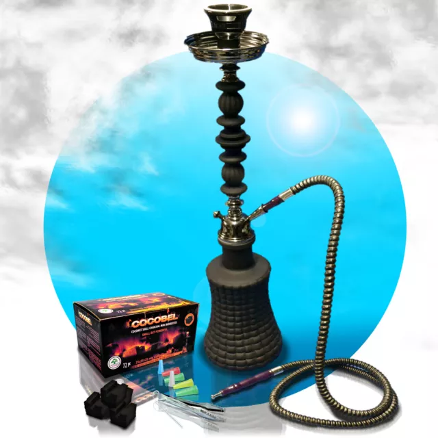 55 cm Shisha Wasserpfeife Hookah schwarz SET + Zubehör wählbar WP-33579