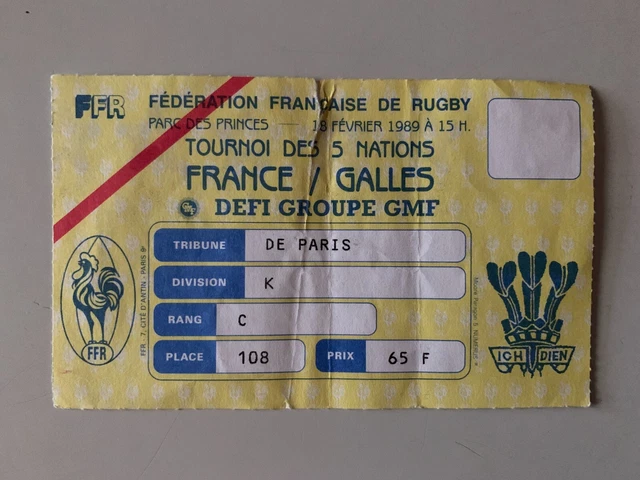 Ticket Rugby – France Vs Pays De Galles Tournoi Des 5 Nations 1979