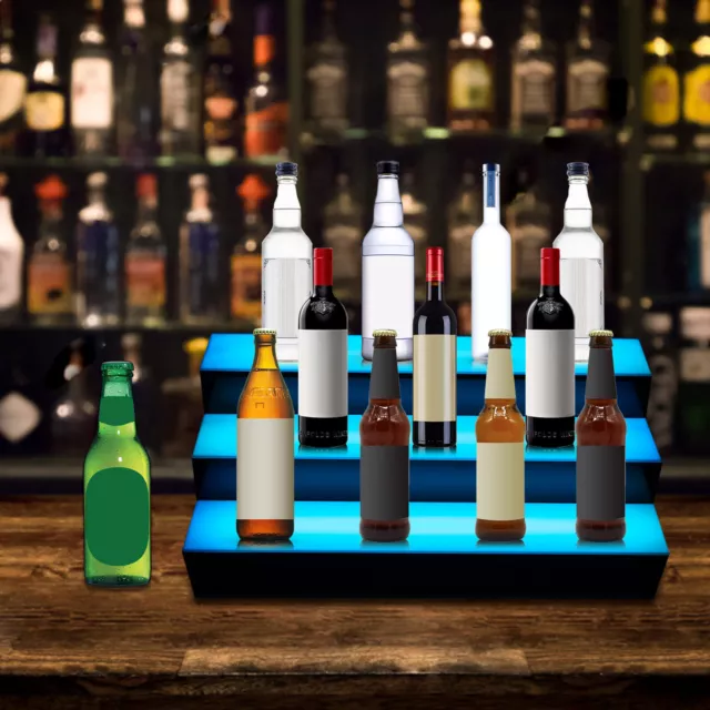 24'' 3-Tier LED Bottle Display Shelf Liquor Bottle Display Rack Decoration