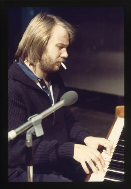 ABBA Benny Andersson playing piano smoking Vintage Photo Agency Transparency