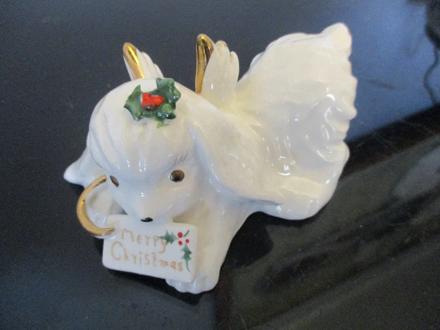 Vintage HTF Napco Ware JAPAN Christmas Hand Painted Puppy Dog Angel Figurine!