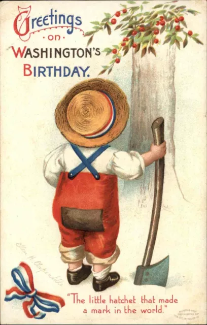Ellen Clapsaddle Washington's Birthday Baby Boy with Hatchet c1910 Postcard