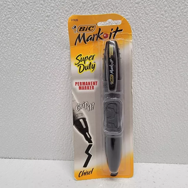 Bic Mark It Super Duty Permanent Marker Grip It Chisel Tip - New Sealed - Rare