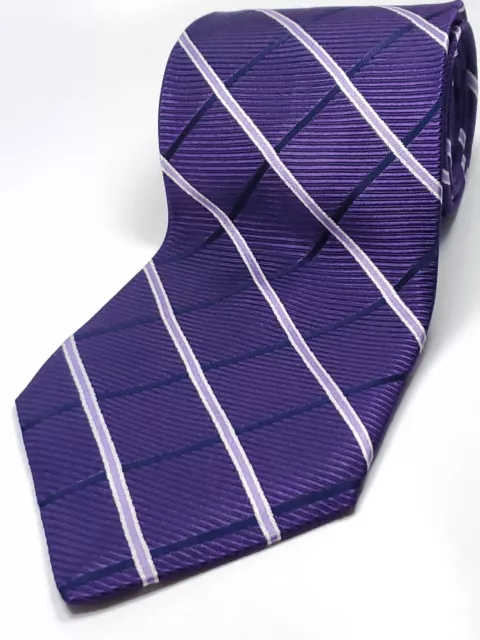 NAUTICA MADE IN USA Silk Tie Men's Purple Navy Blue White Plaid Necktie ...