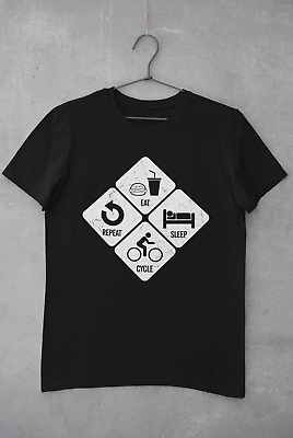 T-Shirt Ciclismo Mangia Ciclo Sonno Ripeti Idea Regalo Bici Strada Fitness Pedale Potenza