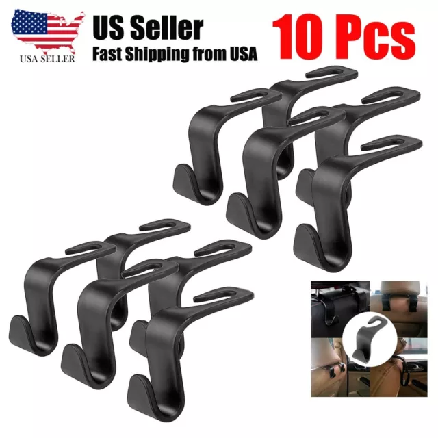 10PCS Car Seat Back Headrest Hook Hanger Holder Hook Bag Purse Cloth Grocery