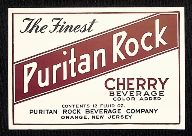 Puritan Rock Beverage Co. Cherry Soda Paper Label c1940's-55 VGC