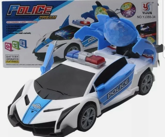 Baztoy Coche Teledirigido, In Coche Robot Transformar Car, Police Coche Radiocontrol Con 360° Rotazione Recargable, Coches De | lagear.com.ar