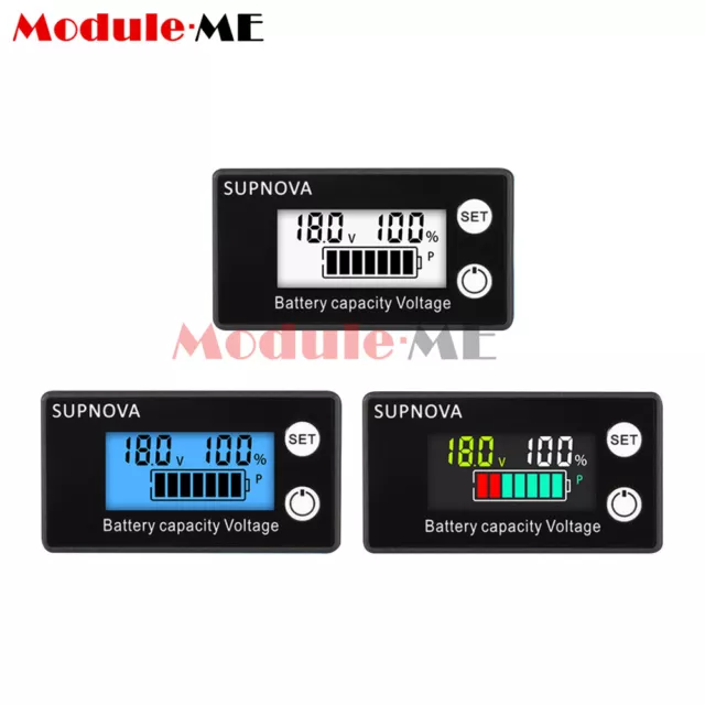 DC8-100V Voltmetro LCD digitale indicatore capacità batteria con temperatura allarme