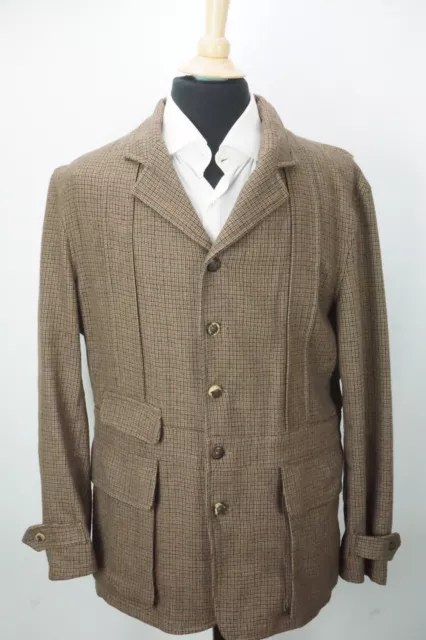 Polo Country Ralph Lauren Tweed Brown Wolf Button Hacking Norfolk Jacket Sz M