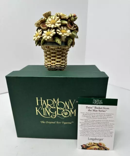 Longaberger Harmony Kingdom DAISY Basket 2000 Crushed Marble READ FLAW