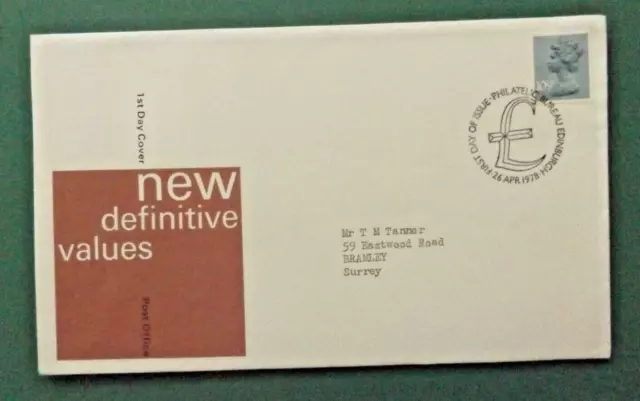 Vintage First Day Cover Stamp & Envelope New Definitive Values 1978 Uk