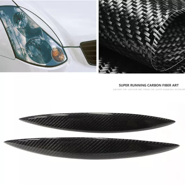 2x Carbon Fiber Headlight Eyelid Eyebrow Trim For Infiniti G35 V35 2002–06 Sedan