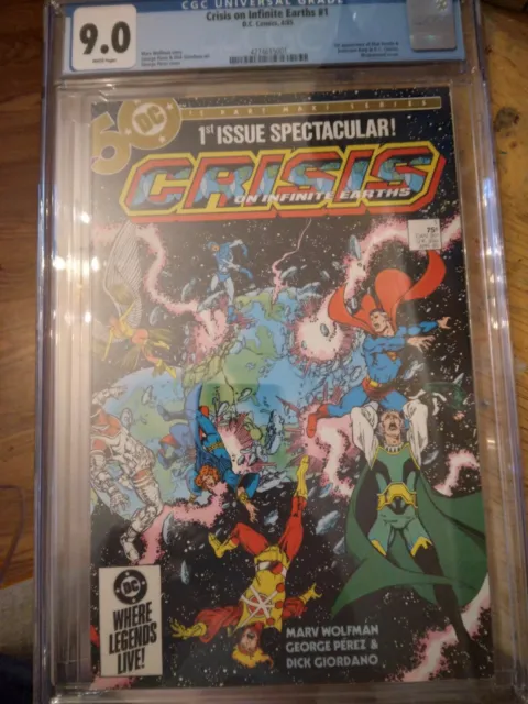 Crisis on Infinite Earths #1 CGC 9.0 White Pages 1985