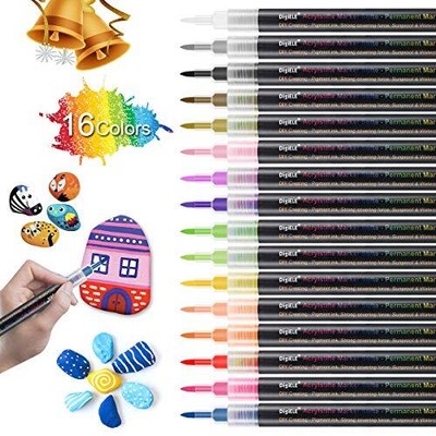 24 Colori pennarelli acrilici Punta Grossa Impermeabile Brillanti permanenti per dipingere Sassi,Tela Legno Ceramica,Ideale per Regalo Sinwind Pennarelli a Vernice acrilica 