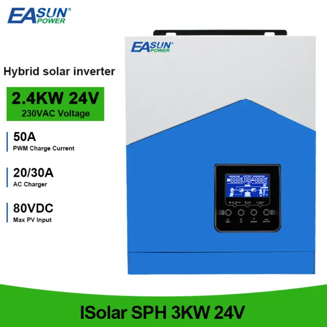 Inversor solar 2400W PWM 3kW 24V fuera de la red PV fotovoltaico regulador de carga DE