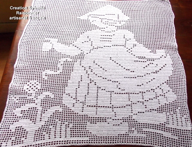 Napperon Tricot D'art Sylvette Raisonnier – Rond 60cm – Blanc – Artisanat Français