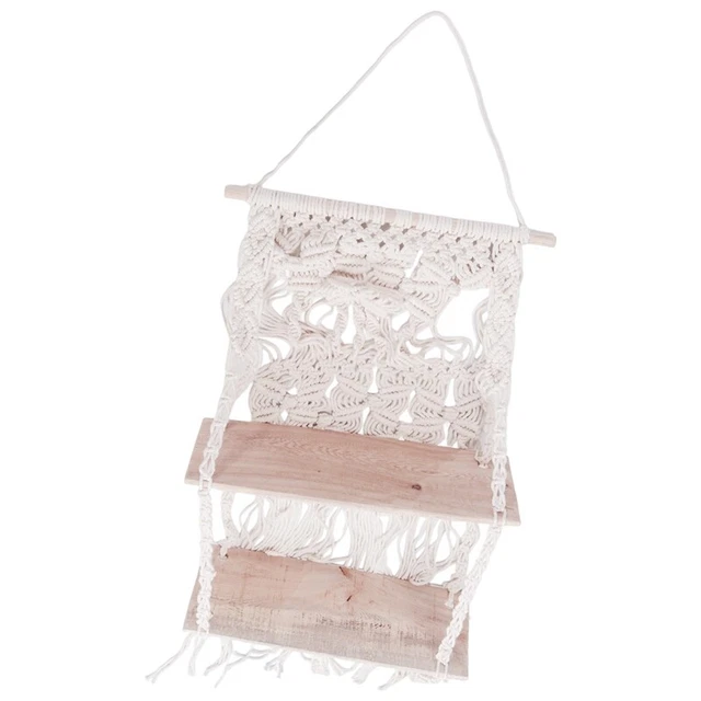 WABMJGW Macramè da appendere alla parete grande arazzo in tessuto bohémien, fatto a mano, in corda di cotone, decorazione da parete, decorazione per la casa, colore: beige, 110 x 80 cm