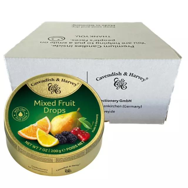 Cavendish & Harvey Mixed Fruit Drops Tin 200g X 10 Pack 2