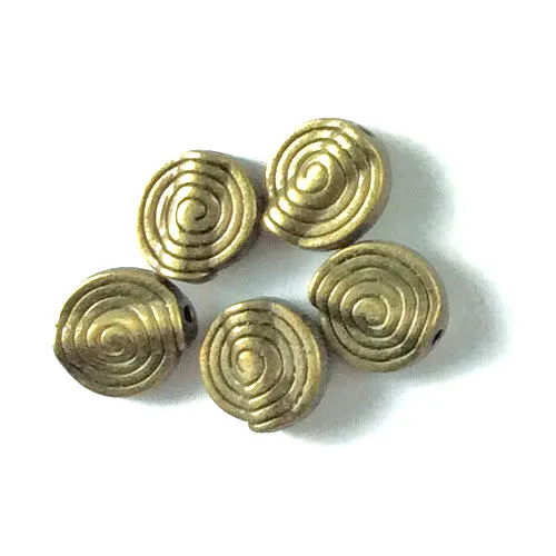 Antique Silver Brass Plated Lead Free Alloy 12x10mm Spiral Coin Beads Q28