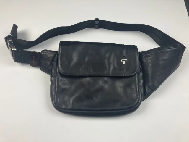 TUMI Bag Rarity Leather Body  Waist Black 6997D rare used