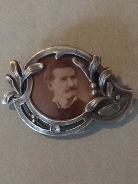 Broche Porte-photo Ancienne En Argent Massif Vers 1900 - Bijou Vintage, Très Bon état