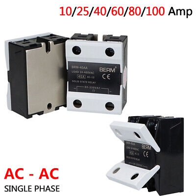 AC 80-250V to AC 24-480V Solid State Relays 10/25/40/60/80/100A Single-phase SSR